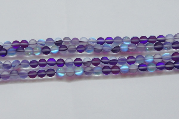 CMS1577 15.5 inches 8mm round matte synthetic moonstone beads