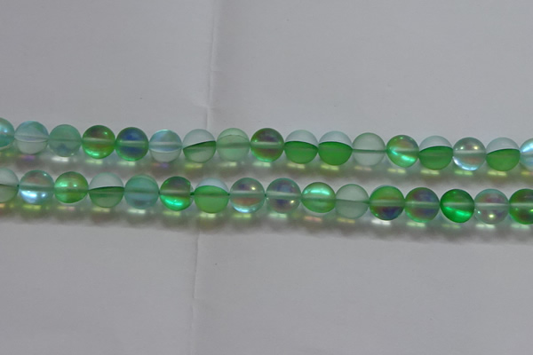 CMS1607 15.5 inches 8mm round matte synthetic moonstone beads