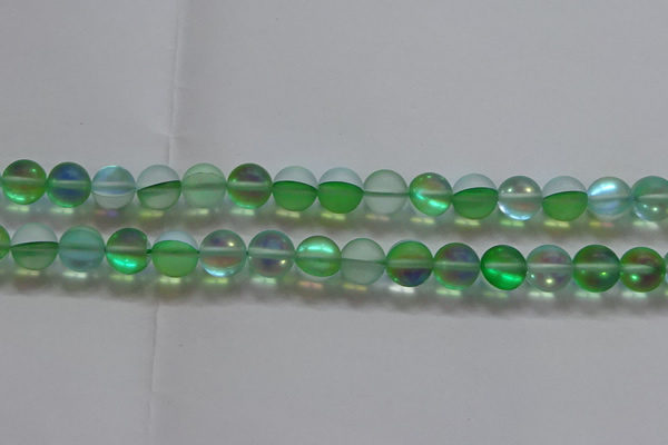 CMS1608 15.5 inches 10mm round matte synthetic moonstone beads
