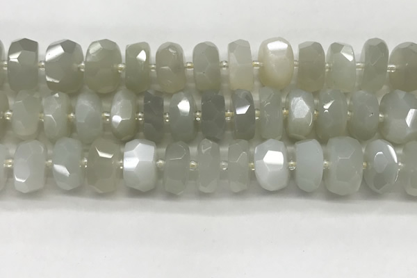 CMS1658 15.5 inches 6*13mm - 8*14mm faceted tyre moonstone beads