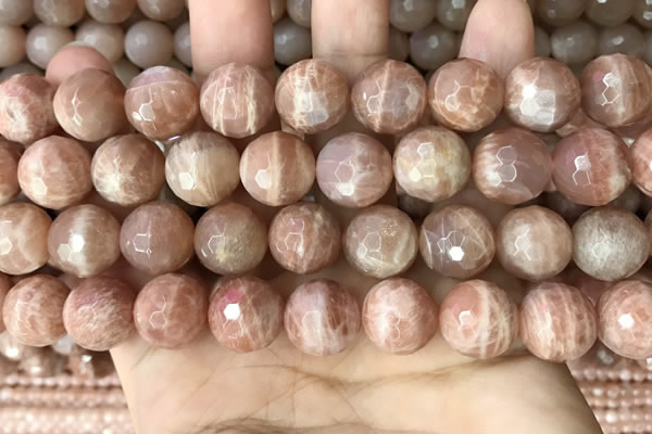 CMS1682 15.5 inches 14mm faceted round moonstone beads wholesale