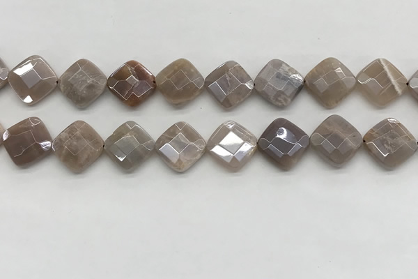 CMS1835 15.5 inches 15*15mm faceted diamond AB-color moonstone beads