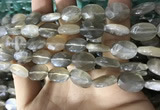 CMS1851 15.5 inches 10*14mm faceted oval grey moonstone beads