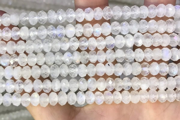 CMS1867 15.5 inches 4*6mm faceted rondelle white moonstone beads