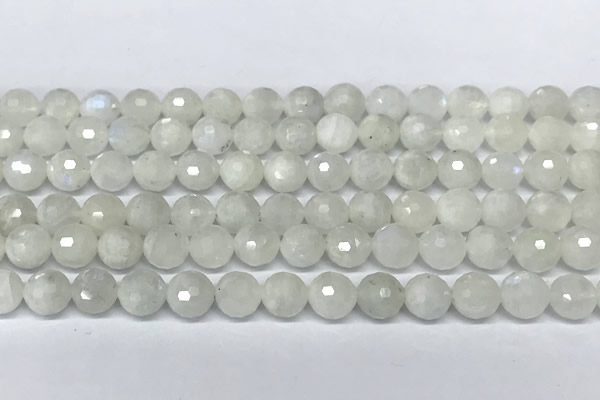 CMS2124 15 inches 8mm faceted rondelle white moonstone beads