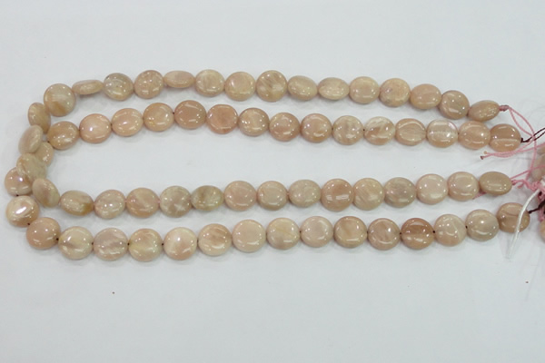 CMS22 15.5 inches 12mm flat round moonstone gemstone beads wholesale