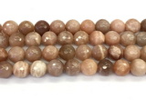 CMS2261 15 inches 12mm faceted round orange moonstone beads