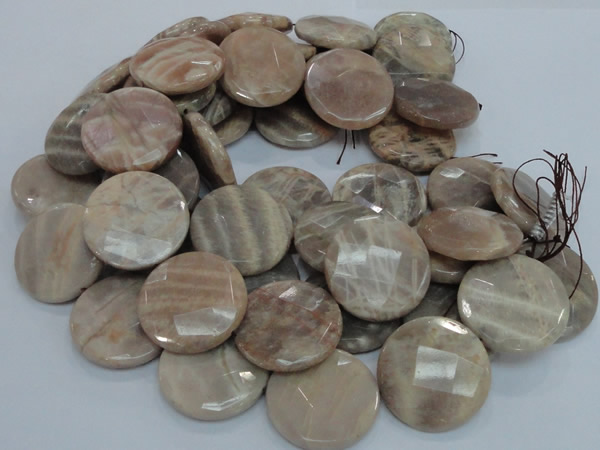 CMS49 15.5 inches 40mm faceted coin moonstone gemstone beads