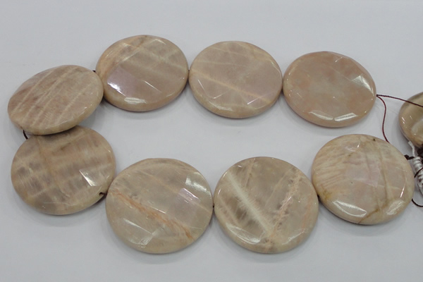 CMS50 15.5 inches 50mm faceted coin moonstone gemstone beads