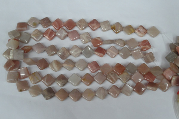 CMS530 15.5 inches 12*12mm diamond moonstone beads wholesale