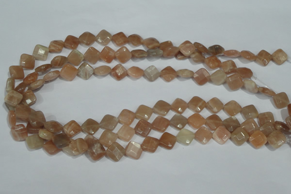 CMS550 15.5 inches 10*10mm faceted diamond moonstone beads wholesale