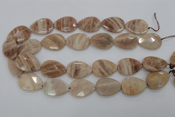 CMS56 15.5 inches 22*30mm faceted flat teardrop moonstone beads