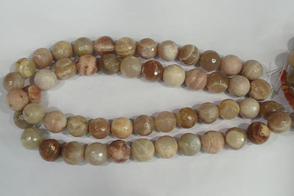 CMS574 15.5 inches 14mm faceted round moonstone gemstone beads