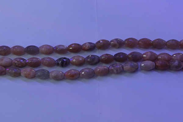CMS582 15.5 inches 8*11mm faceted rice moonstone gemstone beads