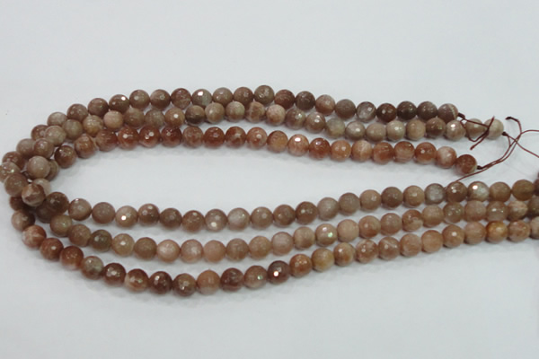 CMS59 15.5 inches 8mm faceted round moonstone gemstone beads