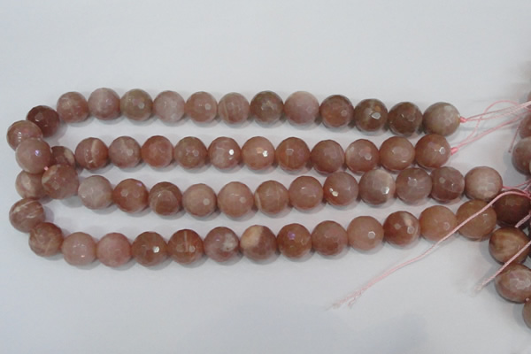 CMS767 15.5 inches 14mm faceted round natural moonstone beads