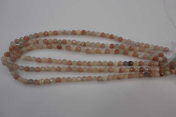 CMS870 15.5 inches 6mm faceted round moonstone gemstone beads