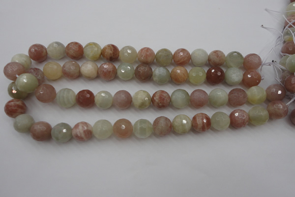 CMS882 15.5 inches 14mm faceted round moonstone gemstone beads