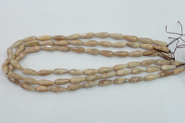 CMS90 15.5 inches 7*18mm faceted teardrop moonstone gemstone beads