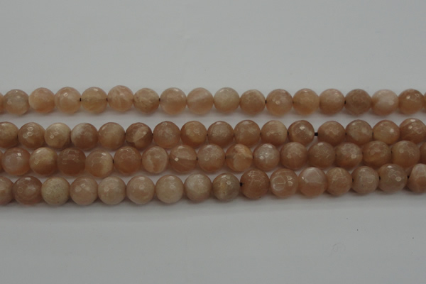 CMS942 15.5 inches 8mm faceted round A grade moonstone gemstone beads