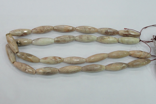 CMS95 15.5 inches 10*30mm faceted rice moonstone gemstone beads