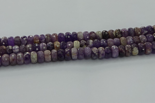 CNA1031 15.5 inches 7*12mm faceted rondelle dogtooth amethyst beads
