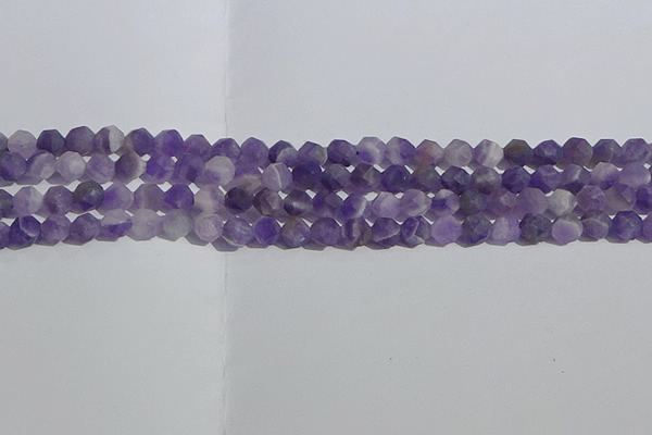 CNA1076 15.5 inches 6mm faceted nuggets matte dogtooth amethyst beads