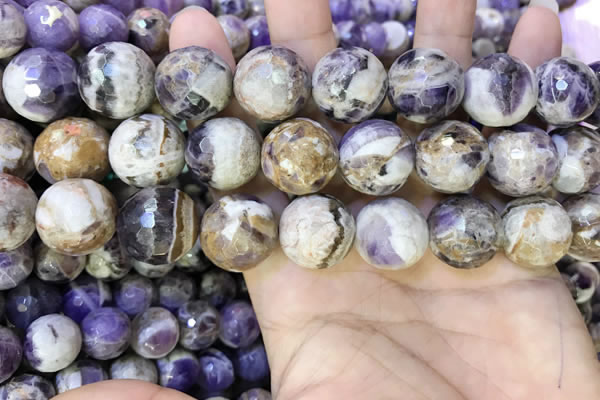 CNA1093 15.5 inches 18mm faceted round dogtooth amethyst beads