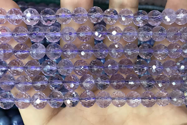 CNA1112 15.5 inches 8mm faceted round natural amethyst beads
