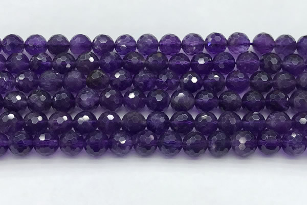 CNA1176 15.5 inches 8mm faceted round natural amethyst beads