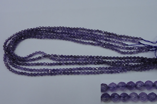 CNA250 15.5 inches 4mm faceted round natural amethyst beads