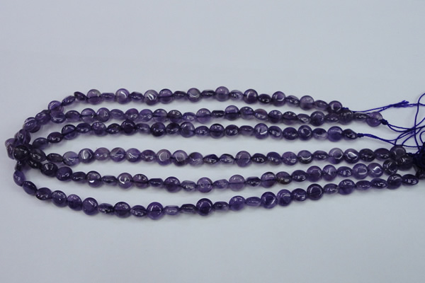 CNA266 15.5 inches 8mm flat round natural amethyst beads wholesale