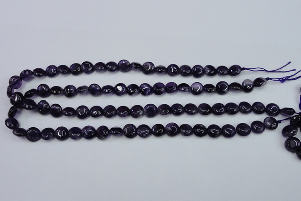 CNA267 15.5 inches 10mm flat round natural amethyst beads wholesale