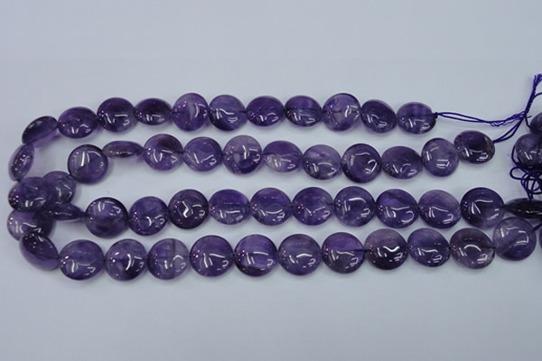 CNA270 15.5 inches 16mm flat round natural amethyst beads wholesale