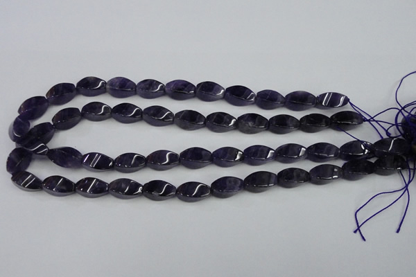 CNA291 15.5 inches 8*16mm twisted rice natural amethyst beads
