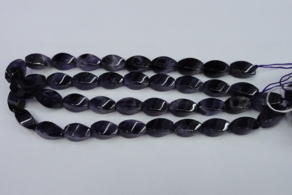 CNA293 15.5 inches 10*20mm twisted rice natural amethyst beads