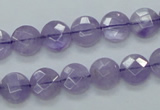 CNA321 15.5 inches 10mm faceted coin natural lavender amethyst beads