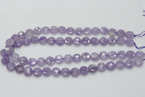 CNA322 15.5 inches 12mm faceted coin natural lavender amethyst beads