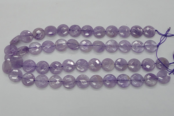 CNA324 15.5 inches 16mm faceted coin natural lavender amethyst beads