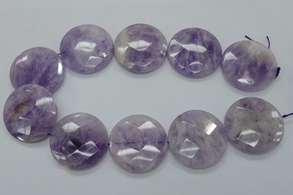 CNA327 15.5 inches 40mm faceted coin natural lavender amethyst beads