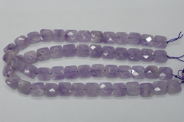 CNA340 15.5 inches 15*15mm faceted square natural lavender amethyst beads