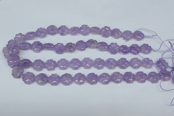 CNA435 15.5 inches 15mm carved flower natural lavender amethyst beads