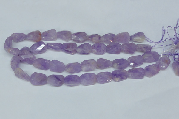 CNA462 15*20mm faceted & twisted rectangle natural lavender amethyst beads