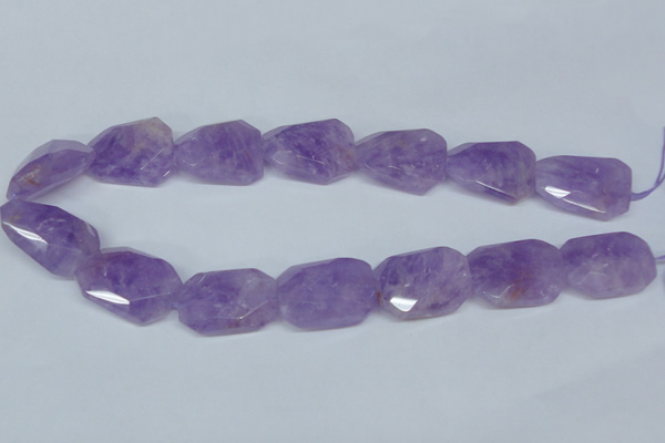 CNA464 22*30mm faceted & twisted rectangle natural lavender amethyst beads