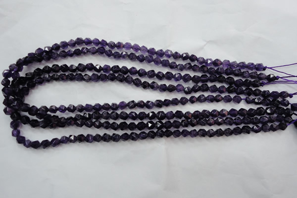 CNA501 15 inches 6mm faceted nuggets amethyst gemstone beads