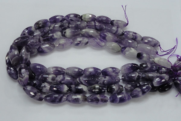 CNA53 15.5 inches 12*22mm faceted rice grade AB natural amethyst beads