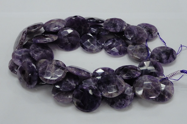 CNA58 15.5 inches 30mm faceted coin grade AB+ natural amethyst beads