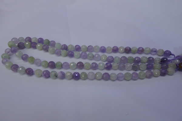 CNA662 15 inches 8mm faceted round lavender amethyst & prehnite beads