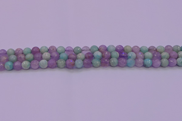 CNA681 15.5 inches 6mm faceted round lavender amethyst & amazonite beads