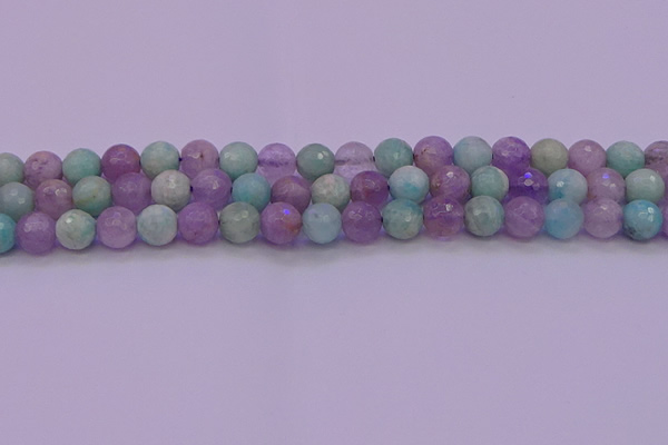 CNA683 15.5 inches 10mm faceted round lavender amethyst & amazonite beads